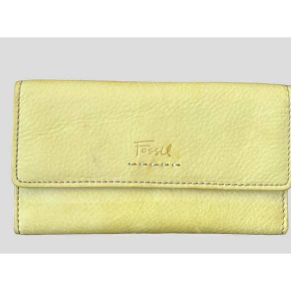 Fossil Floral Leather Canvas Handbag Purse With Leather Wallet Lot - Picture 9 of 16